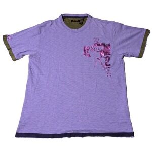 RSRV Private Reserve Collection Men Size 2XL Purple Cotton Graphic Print T-Shirt